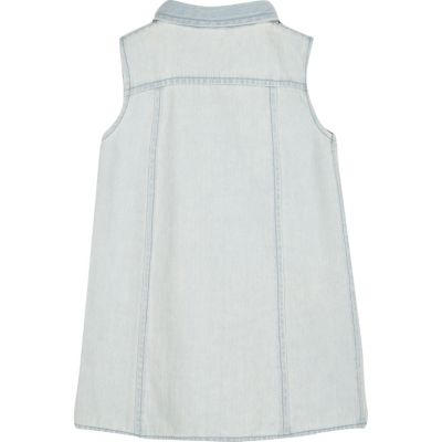 Mini girls light blue denim shift dress